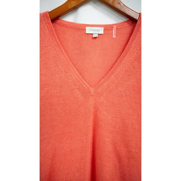 Kinross Orange V-Neck Sweater Soft Knit - Picture 6 of 9